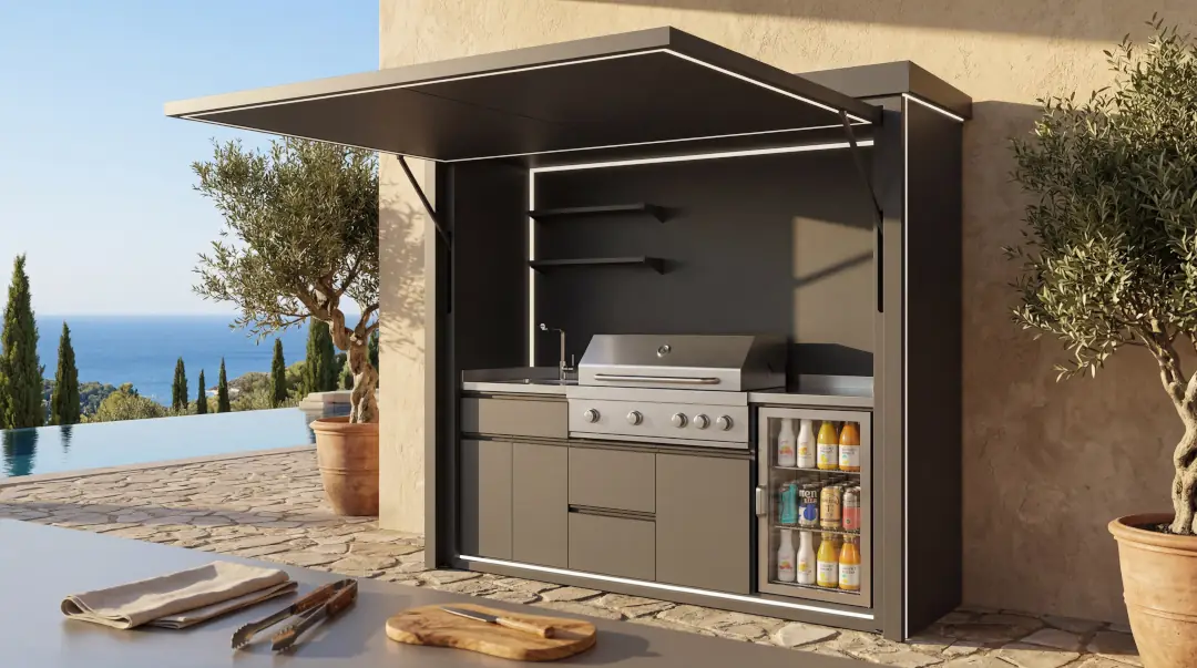 BAXALT Compact Outdoor-Küche auf einer mediterranen Terrasse am Tag